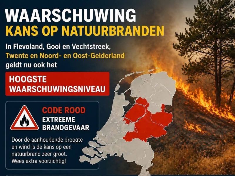 Natuurbrandrisico in Flevoland op ‘zeer hoog’: “Wees vooral alert”