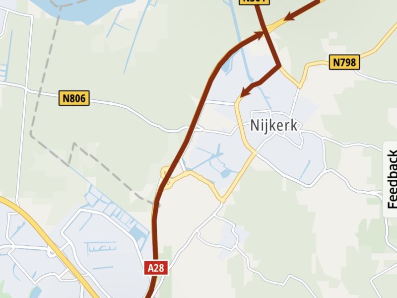 A28 bij Nijkerk in beide richtingen dicht
