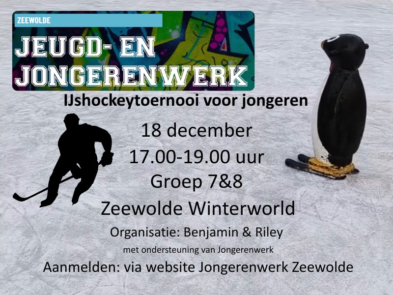 IJshockeytoernooi voor jongeren op 18 december in Zeewolde