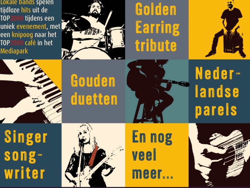 De flyer van het top2000 café als soort voorkant van lp