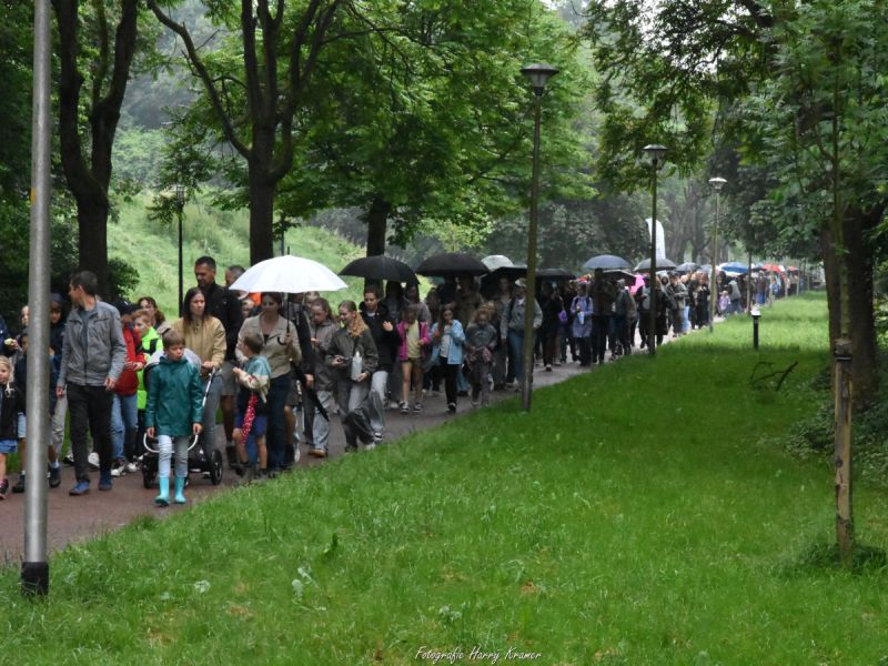Wandelaars lopen avondvierdaagse