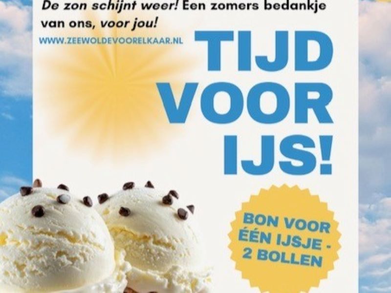 Zeewoldevoorelkaar trakteert vrijwilligers en mantelzorgers op ijsje