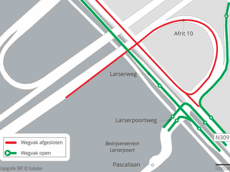 Afsluiting N302 Larserweg: omleidingen voor verkeer richting Lelystad