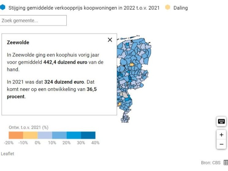 Zeewolde kent landelijk sterkste stijging verkoopprijs koopwoningen