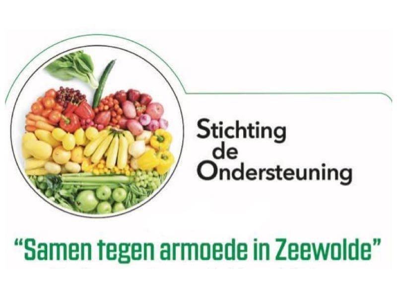 Het logo van Stichting de Ondersteuning met wat fruit in het plaatje en de tekst samen tegen armoede