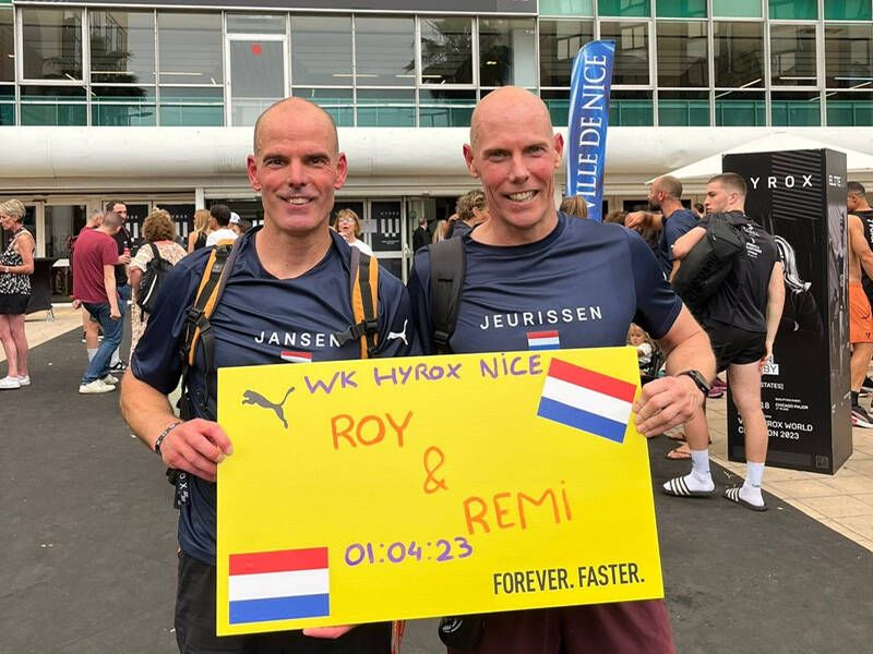 Roy en Remy na de prestatie tijdens de WK Hyrox in frankrijk