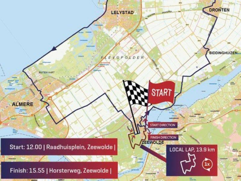 Foto van 6 wielrensters bij de finish