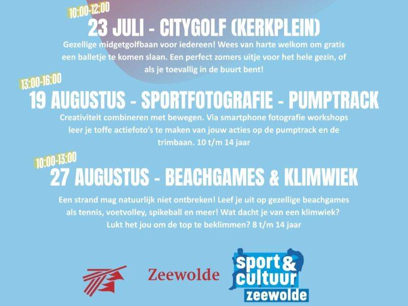 Zomerse sportactiviteiten voor jeugd in Zeewolde