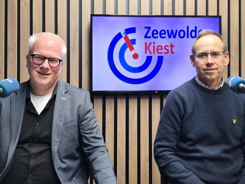 Paul van Liempt en Rolf ter Bekke in de studio van Zeewolde Kiest